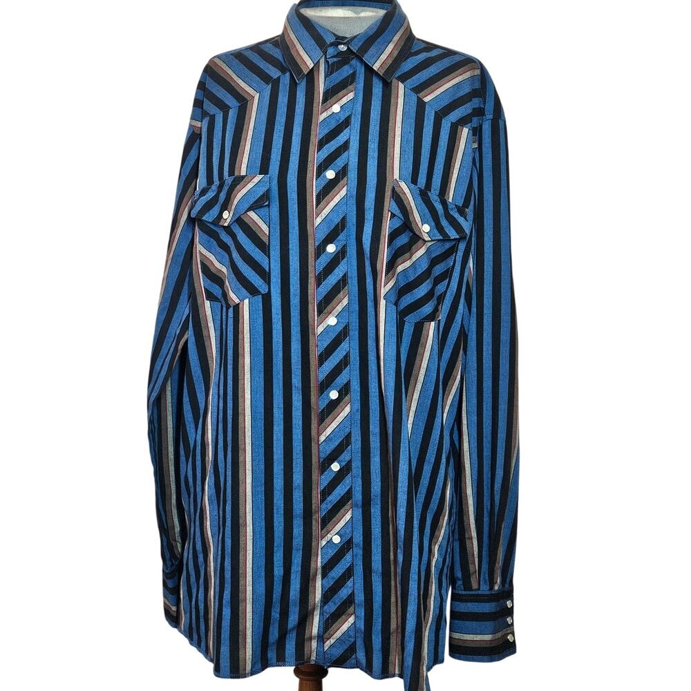 Snap Front Cotton Blend Collard Shirt Size Large